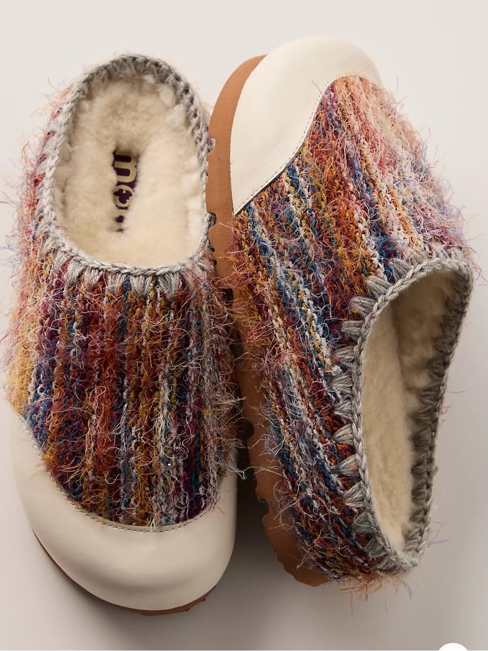 Mou Slides Fireside Mules Winter Bio Slip-On Wool in Honey Taupe Multicolor